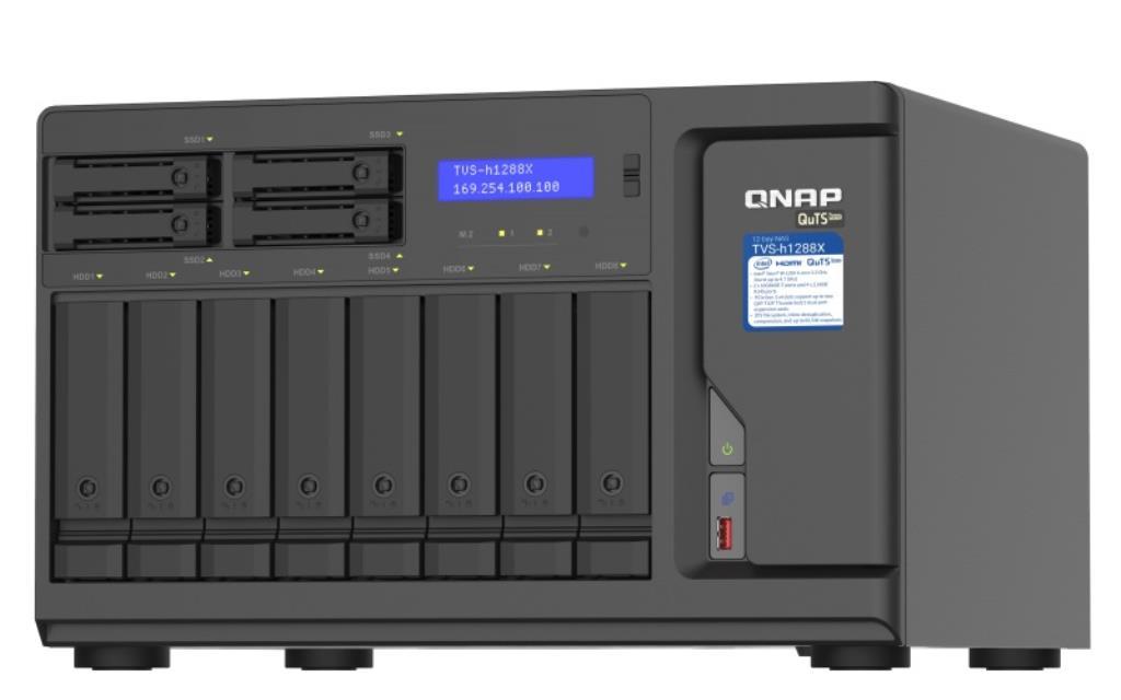 NAS QNAP Tower TVS-H1288X-W1250-16G - Box vuoto - 8 bays 3.5" + 4 bays 2.5" - Alimentazione interna