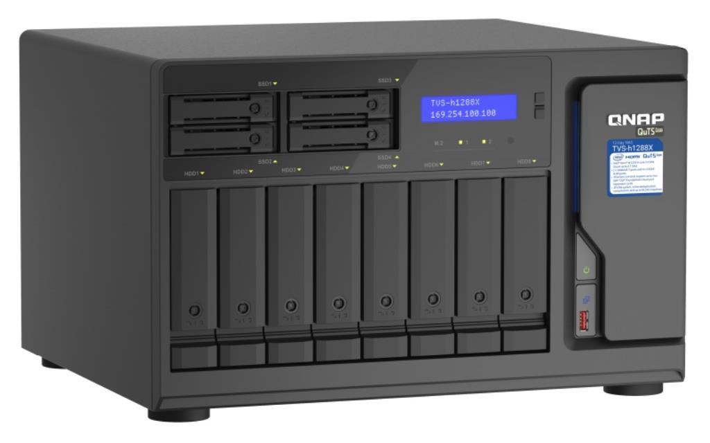 NAS QNAP Tower TVS-H1288X-W1250-16G - Box vuoto - 8 bays 3.5" + 4 bays 2.5" - Alimentazione interna