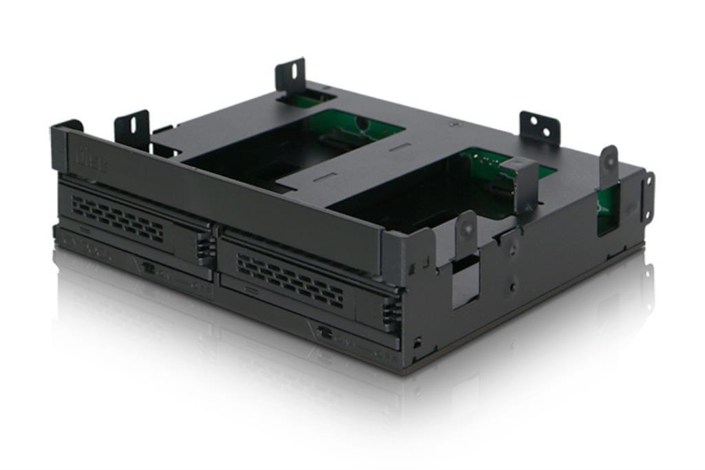 IcydOCK ExpressCage - Gabbia backplane per 2 x 2,5 "HDD/SSD SATA/SAS e vassoio ODD ultra sottile per alloggiamento esterno da 5