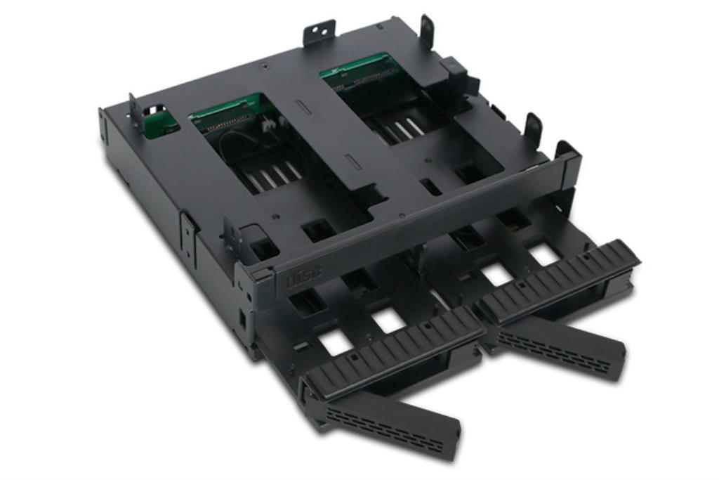 IcydOCK ExpressCage - Gabbia backplane per 2 x 2,5 "HDD/SSD SATA/SAS e vassoio ODD ultra sottile per alloggiamento esterno da 5