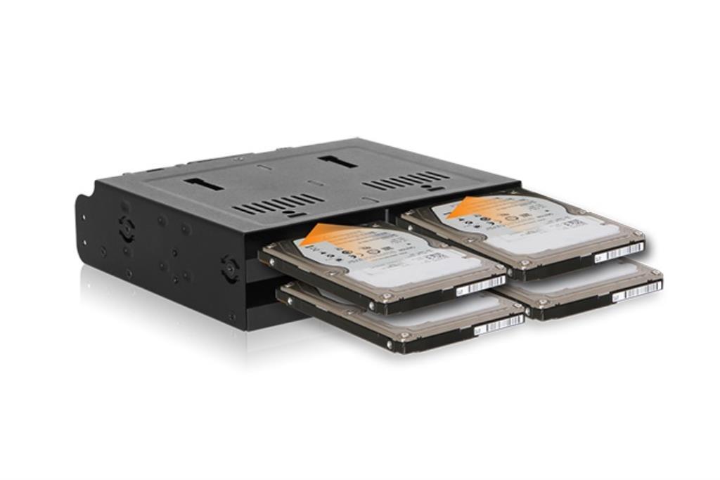 IcyDock FlexiDOCK - Rack rimovibile per 4 x SAS / SATA HDD / SSD 2,5 "in 5,25" bay (sostituisce MB524SP-B)
