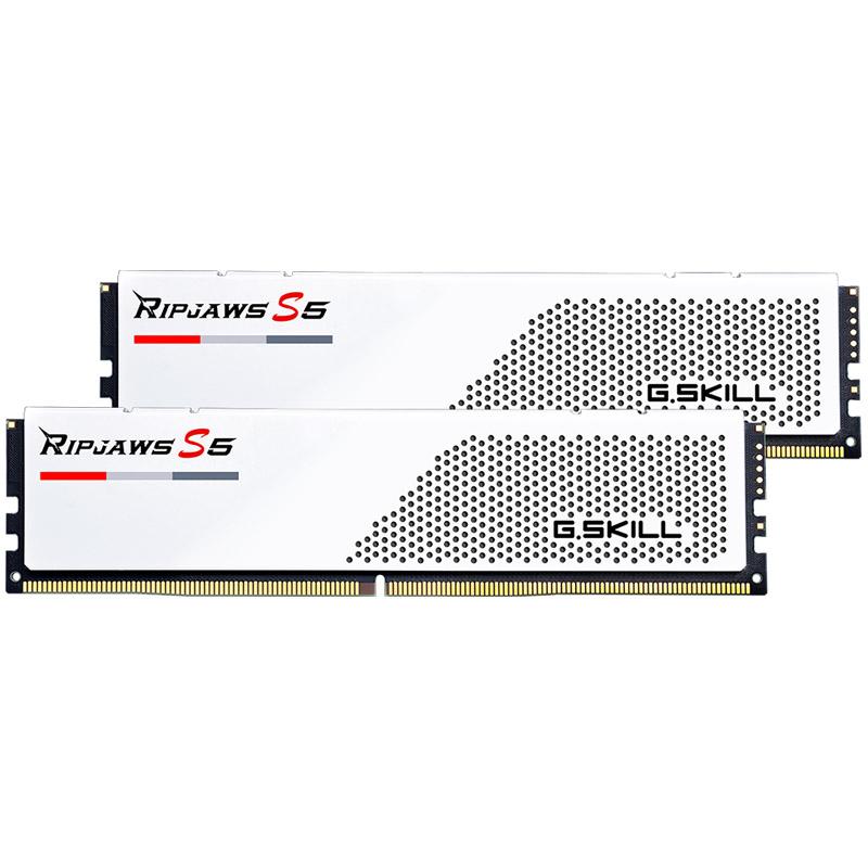 G.Skill Ripjaws S5 - DDR5 - Kit - 64 GB - DIMM 288-PIN a basso profilo - 5600 MHz / PC5-44800 - CL28 - non ECC - Bianco opaco (