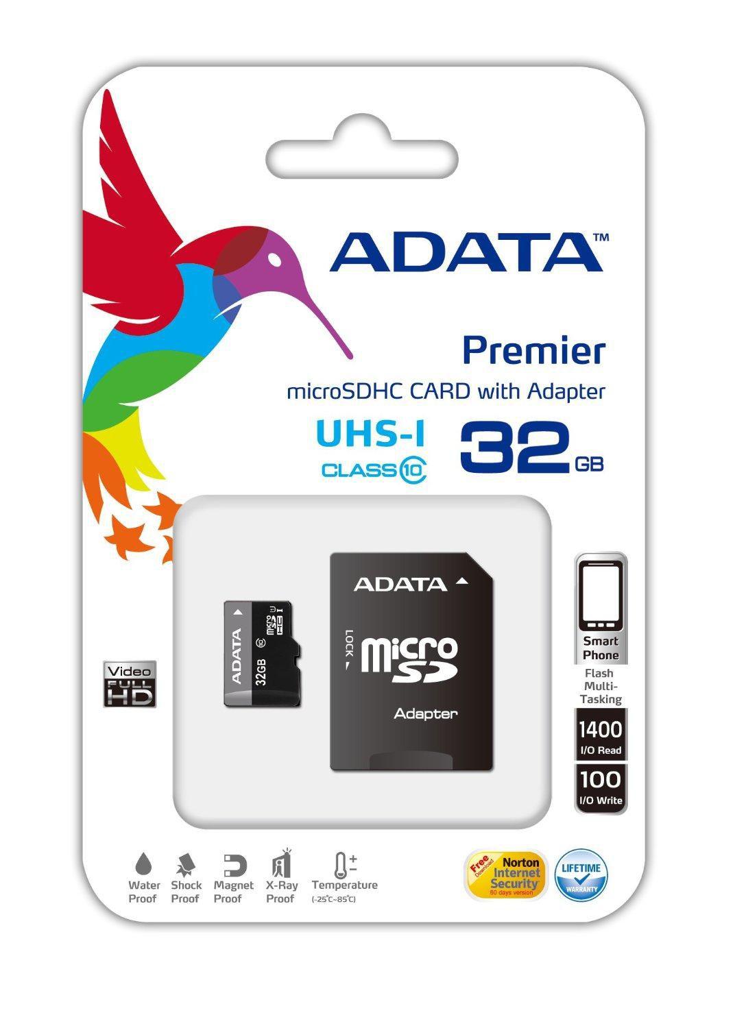 ADATA Premier microSDHC UHS-I U1 Class10 32GB Classe 10 (32GB MicroSDHC CLASS10 - with 1 adaptor - Warranty 24M)