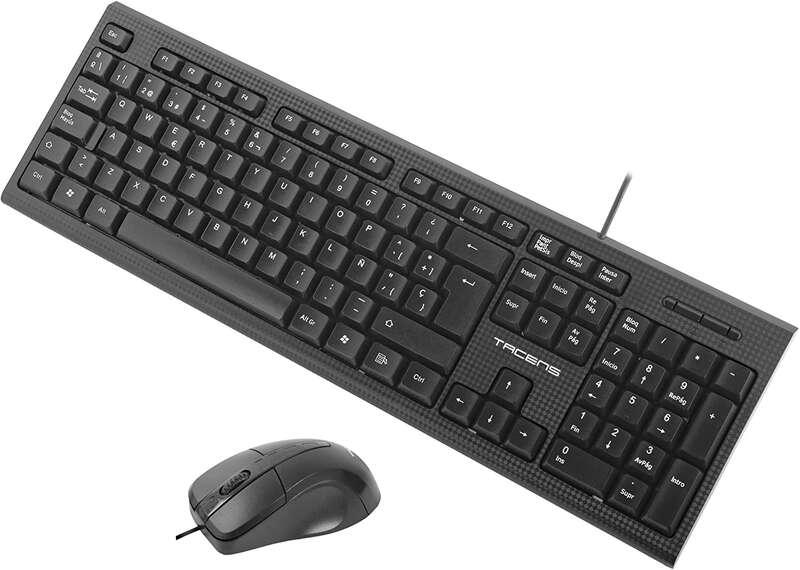 Tastiera Tacens Pack USB mouse ergonomico 1200dpi 3 pulsanti - cavo da 130 m