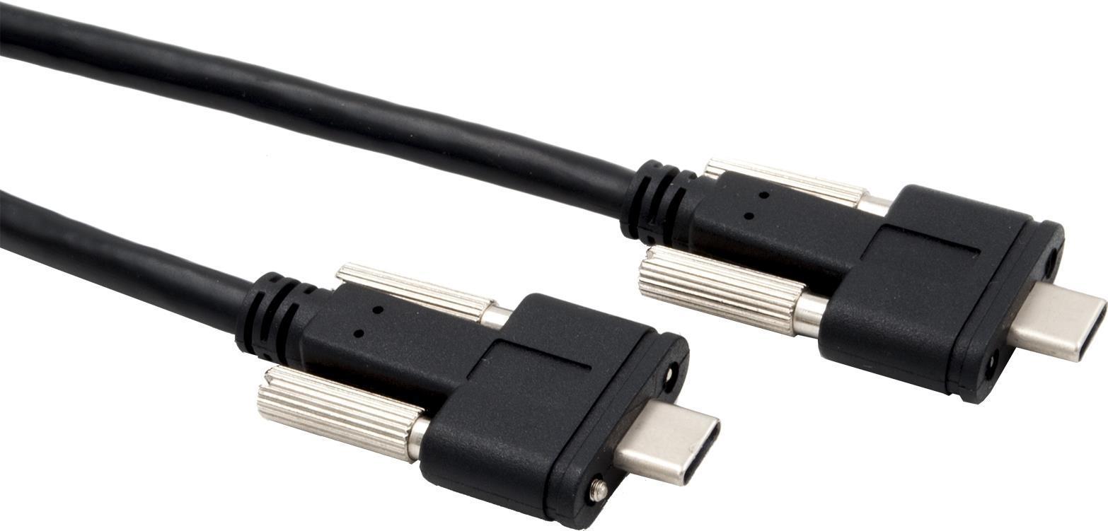Cavo USB 3.1 C-plug a C-plug 1m maschio/maschio, con viti zigrinate