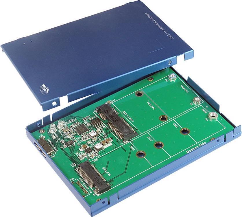 SSD USB 3.1 da Micro-B a M.2 e mSATA con telaio da 2,5'' (altezza 9,5 mm)