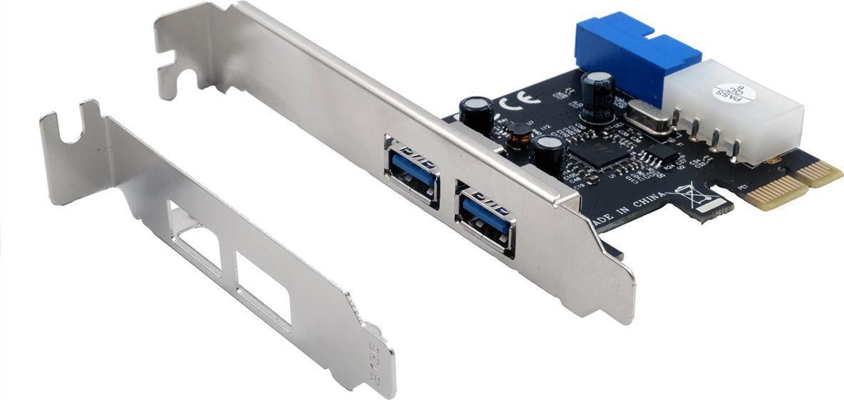 Scheda PCI-E USB 3.2 Gen 1 + 2int/2ex incl. staffa LowProfile, 2xint./2xext.P.