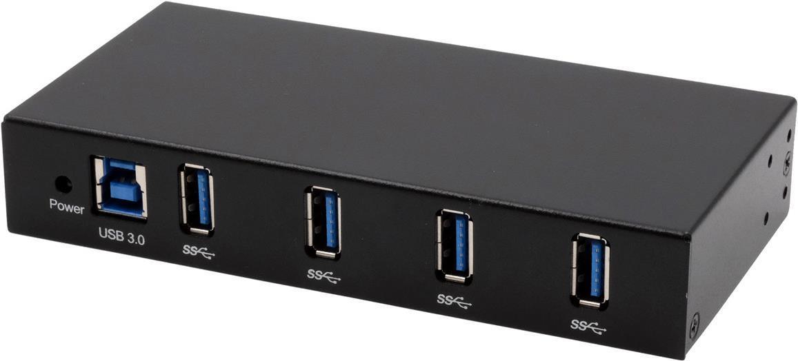 HUB USB 3.2 a 4 porte Gen1 incl. alimentatore, cavo USB, kit guida DIN