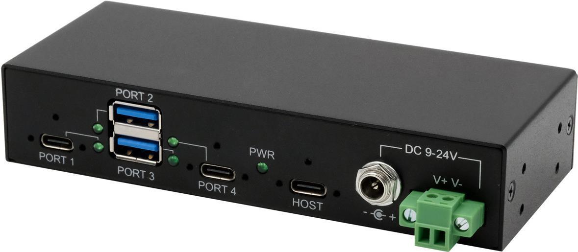 HUB USB 3.2 a 4 porte Gen2 incl. alimentatore 2xC e 2xA, cavo USB 3.1
