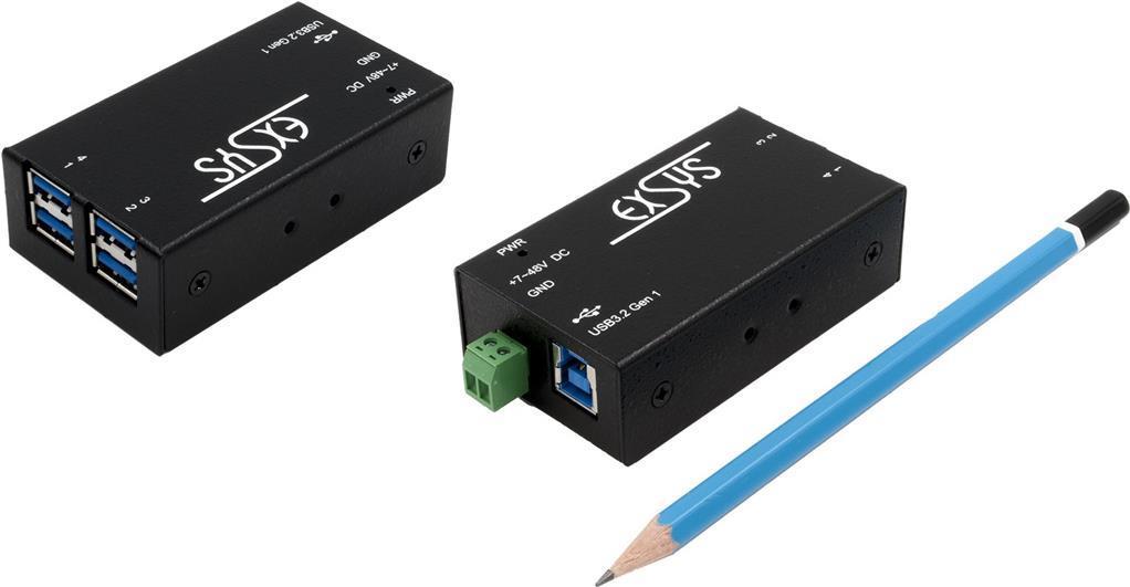 HUB USB 3.2 Gen 1 a 4 porte incluso cavo USB e kit guida Din