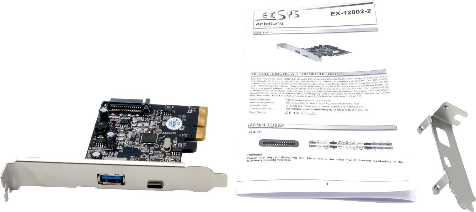 Scheda USB 3.2 Express porta 1A-1C Gen2 PCIe x4, inclusa staffa a basso profilo