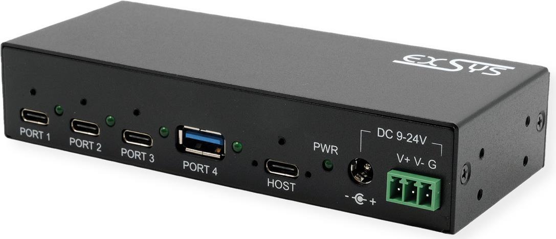 HUB USB 3.2 Gen2 a 4 porte incl. Connessione 3xC, connessione 1x A, 12V/5A