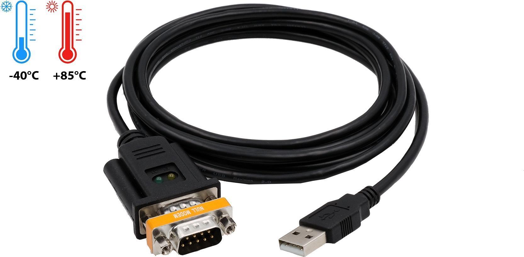 Spina USB 2.0 a seriale 1S RS-232 da 2,5 m, spina 9 pin, incluso adattatore 9M-9M