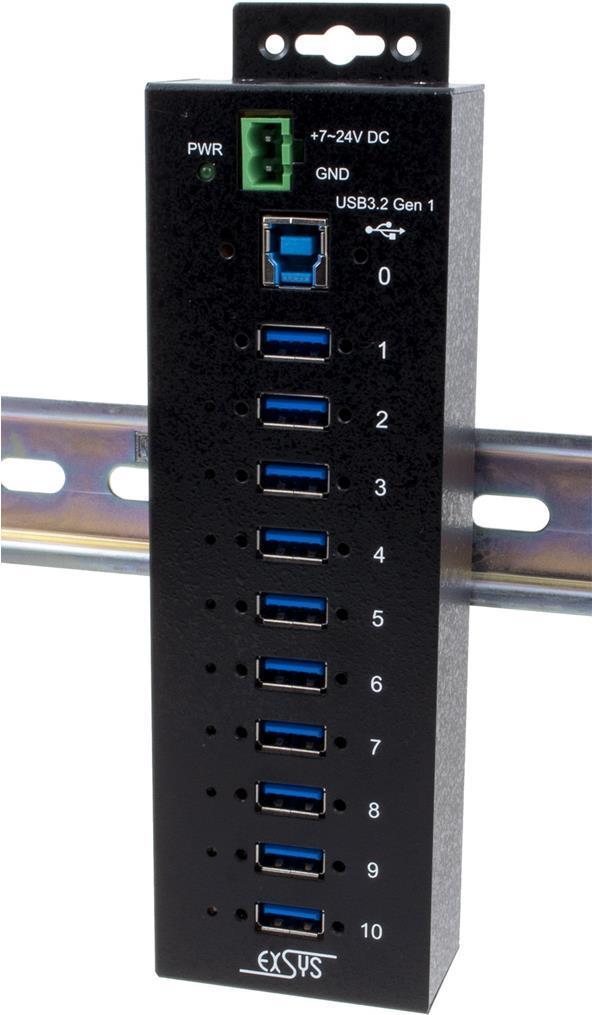 HUB USB 3.2 Gen 1 10 porte 15 KV Protezione da sovratensione (guida Din)