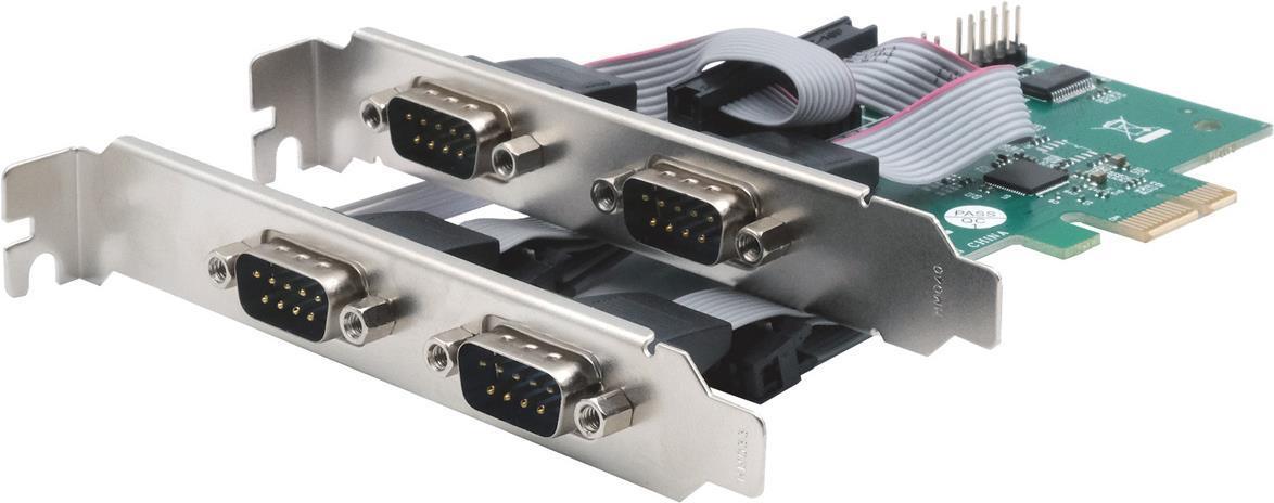 Scheda PCIe 4S seriale RS-232 2x9Pin inclusa staffa a basso profilo, MosChip MSC99100