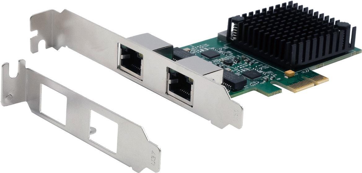 Scheda Ethernet PCI 2,5 Gigabit a 2 porte inclusa staffa a basso profilo, Realtek RTL8125