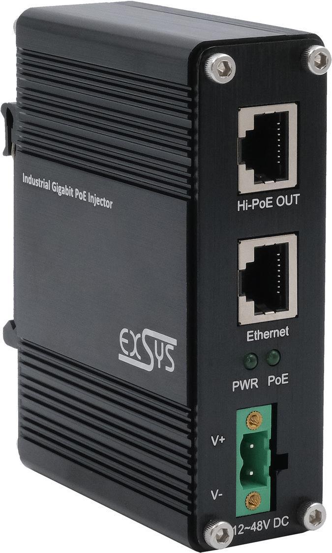 PoE+ Iniettore Gigabit Ingresso CC da 60 W da +12 V a +48 V