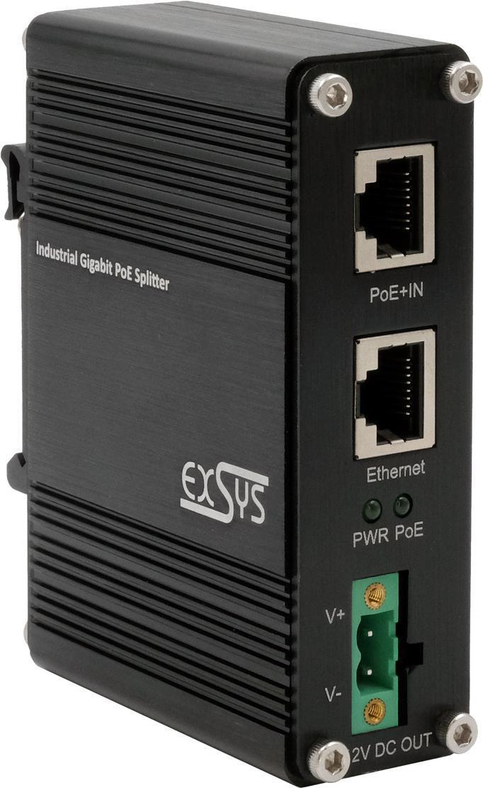 Splitter Ethernet industriale PoE+ 802.3at,12 V CC/20 W, 10/100/1000 Mbps