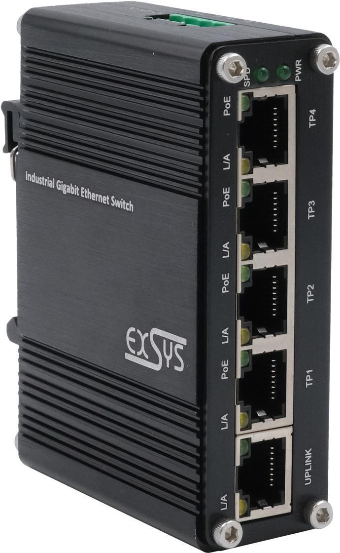 Switch Ethernet industriale a 5 porte PoE 4x10/100/1000Tx, 12-48 V CC