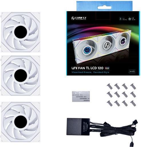 Lian Li UNI FAN TL LCD Case per computer Ventilatore 12 cm Bianco (Lian Li UNI FAN TL LCD 120mm Triple Pack - White)