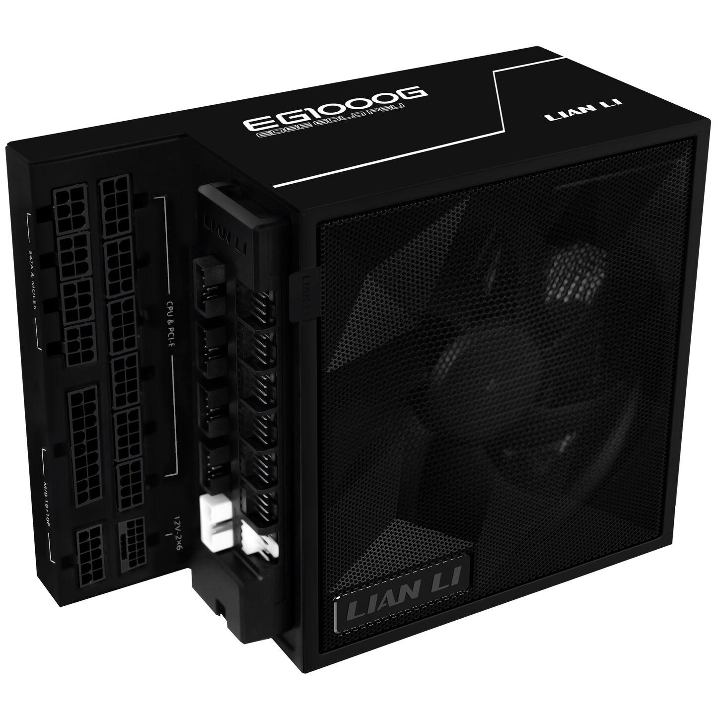 Lian Li Edge Gold 1000 80 Plus Gold Alimentatore, PCIE 5.1, ATX 3.1 - 1.000 watt, nero, incluso Hub USB (EG1000G Black)
