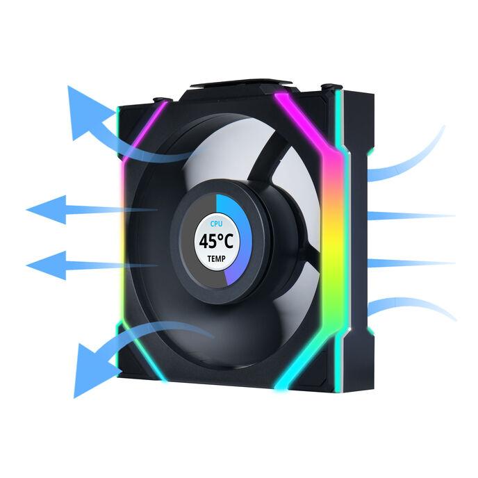 Lian Li Uni Fan SL Wireless LCD Fan Argb Pwm 3 -Pack incluso il controller - Blade inversa (12RSLLCD1W3B)