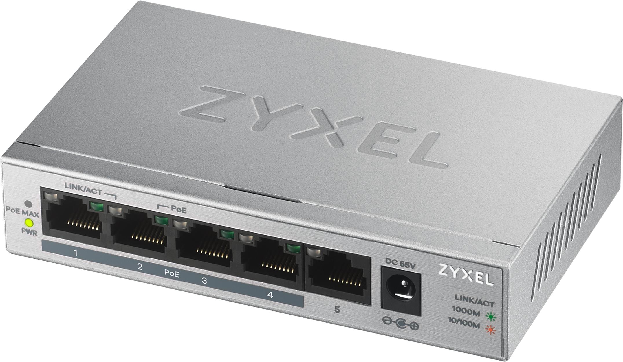 Zyxel GS1005HP Non gestito Gigabit Ethernet 10/100/1000 Supporto Power over Ethernet PoE Argento (Zyxel GS1005-HP 5 Port Gigabi