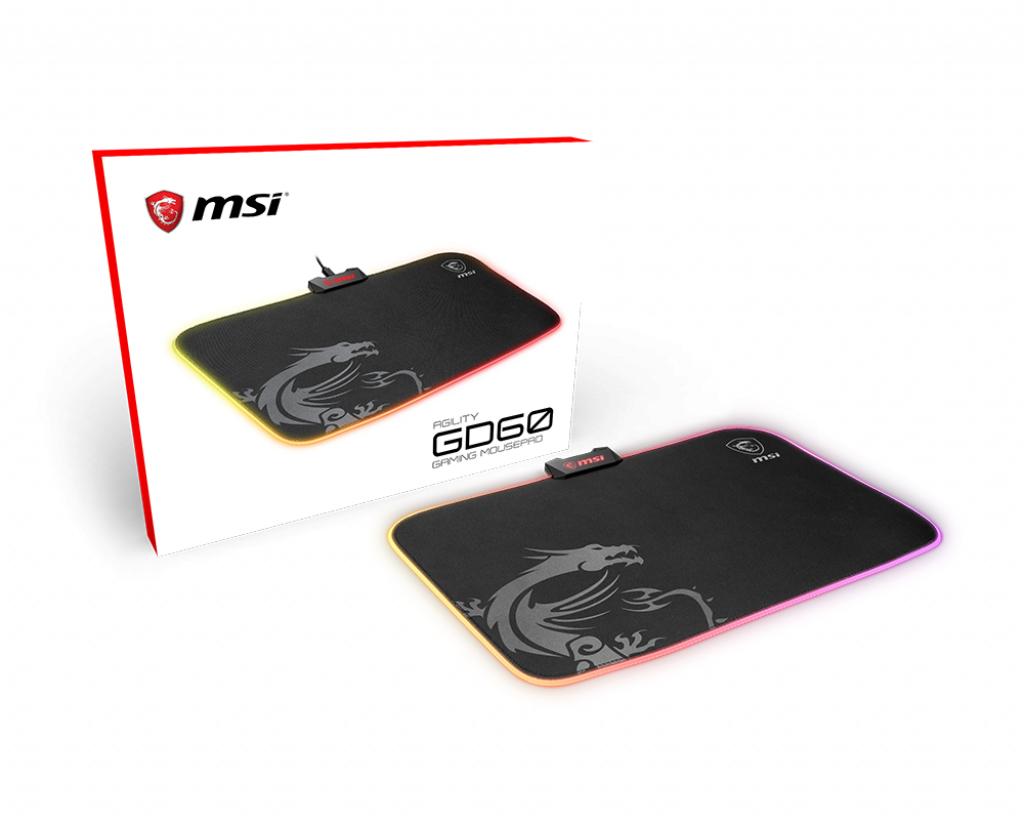 MSI AGILITY GD60 tappetino per mouse Tappetino per mouse per gioco da computer Nero Grigio