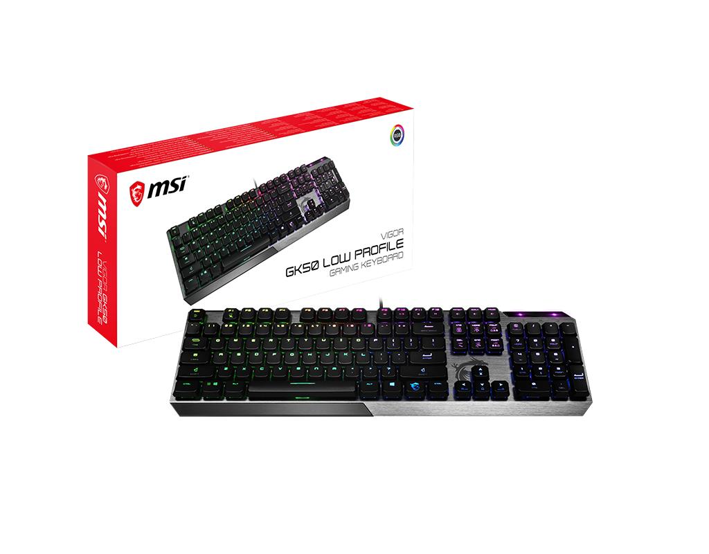 MSI Vigor GK50 Low Profile tastiera USB QWERTY Inglese US Nero, Metallico