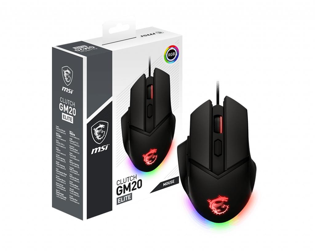 MSI Clutch GM20 Elite mouse Giocare Mano destra USB tipo A Ottico 6400 DPI