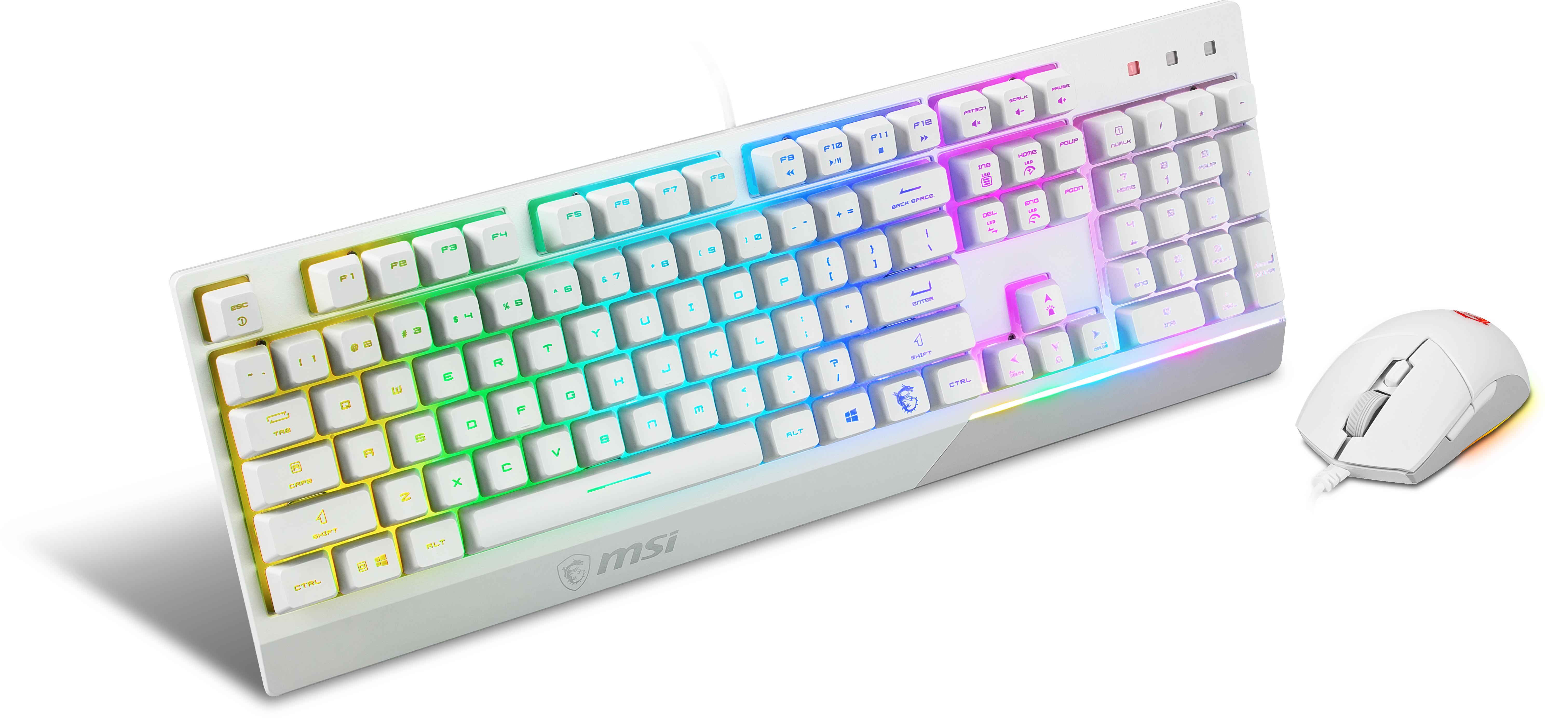 MSI VIGOR GK30 COMBO WHITE US tastiera Mouse incluso USB QWERTY Italiano Bianco