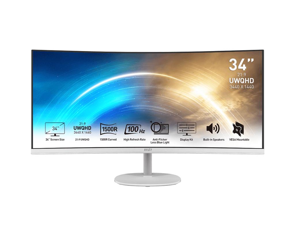MSI Pro MP341CQWDE Monitor PC 864 cm (34") 3440 x 1440 Pixel UltraWide Quad HD Bianco