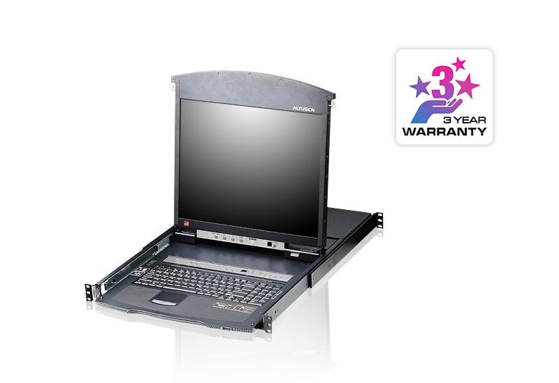 ATEN 8 Port RJ45 KVM & Dual rail, Dual Console 19" LCD Daisy Chain, 2e console port USB+PS/2 - TASTIERA INGLESE