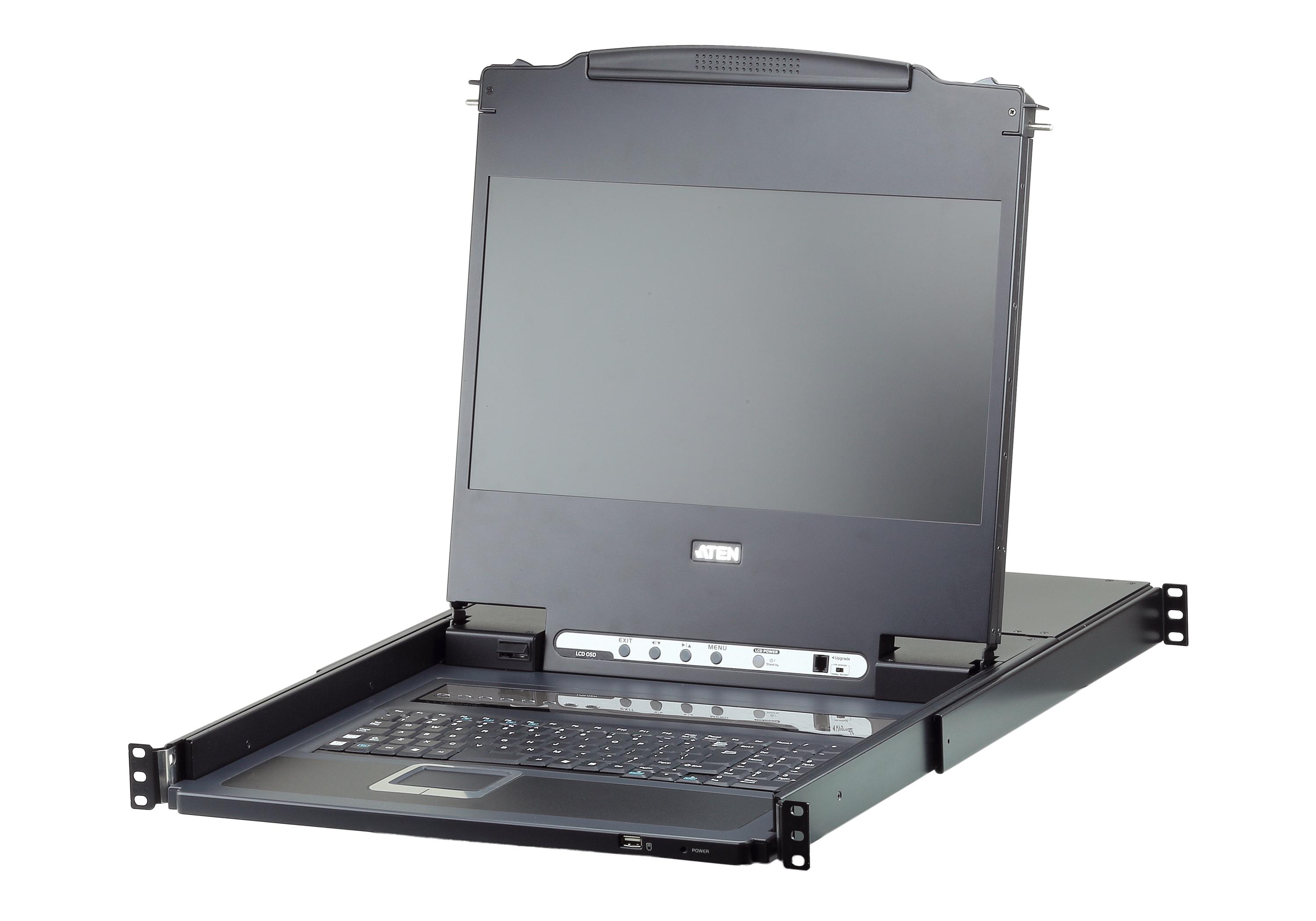 Aten Single Rail 8-Port DVI FHD LCD KVM Switch TASTIERA INGLESE
