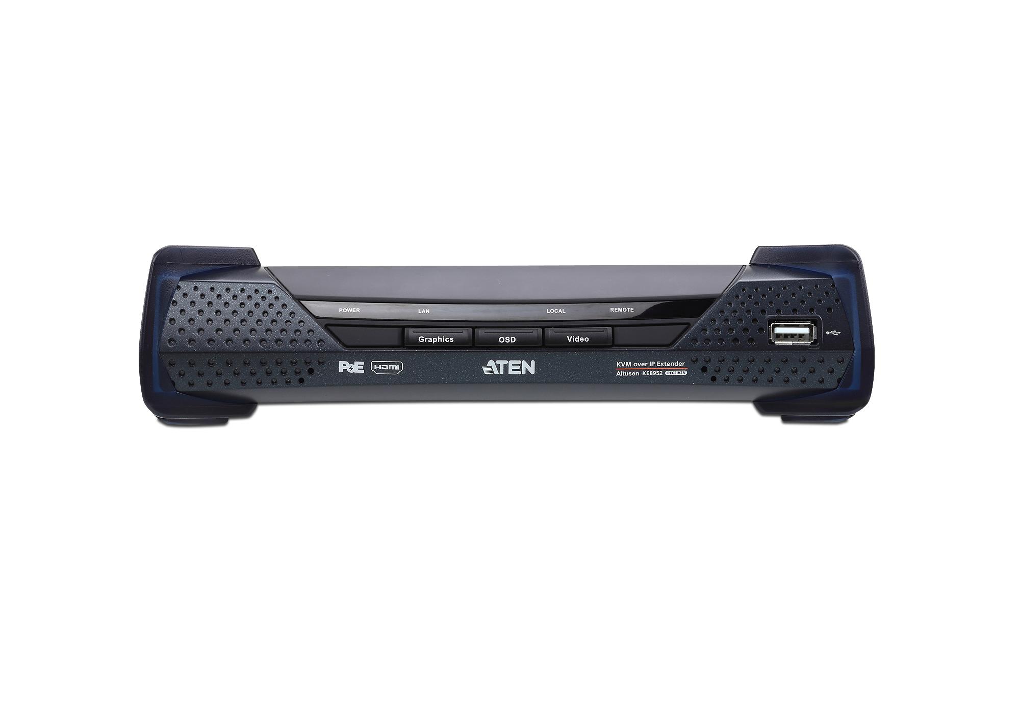 Aten 4K USB HDMI Single Display KVM Over IP Receiver with PoE Premium Product