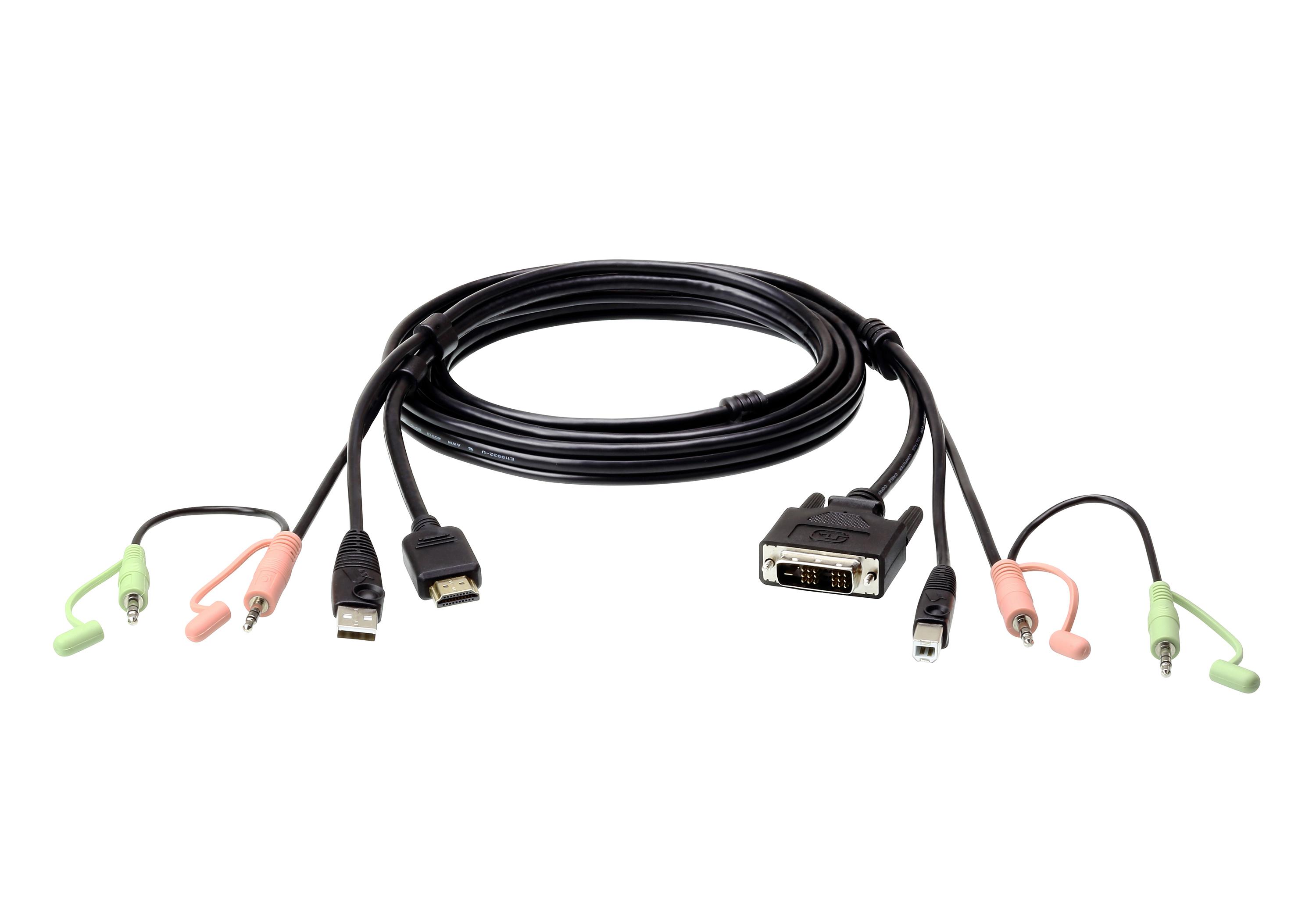 Aten HDMI to DVI-D USB USB KVM Cable with Audio- 1,8M USB HDMI to DVI-D