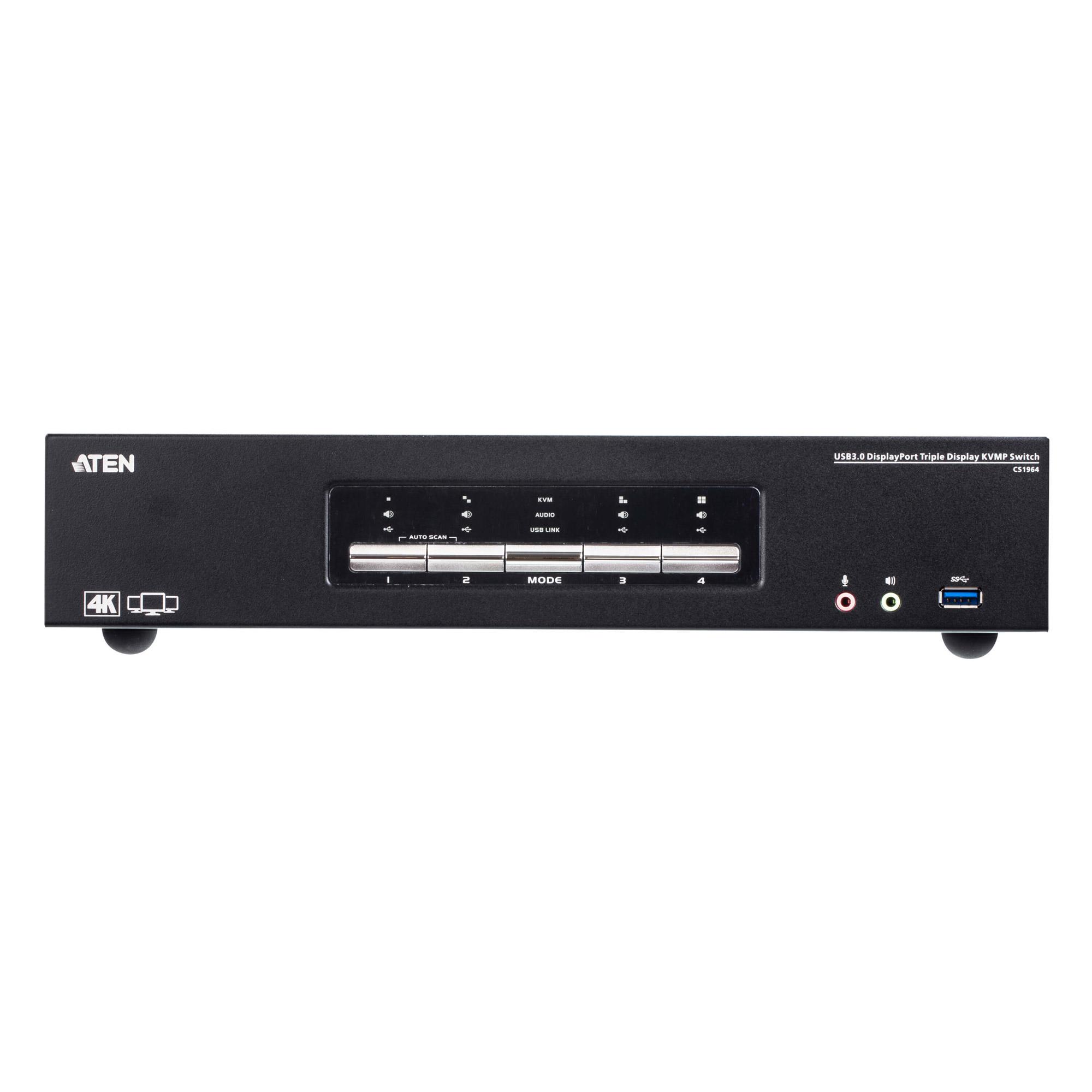 Aten Switch KVMP USB 3.0 4K DisplayPort Triple Display a 4 porte