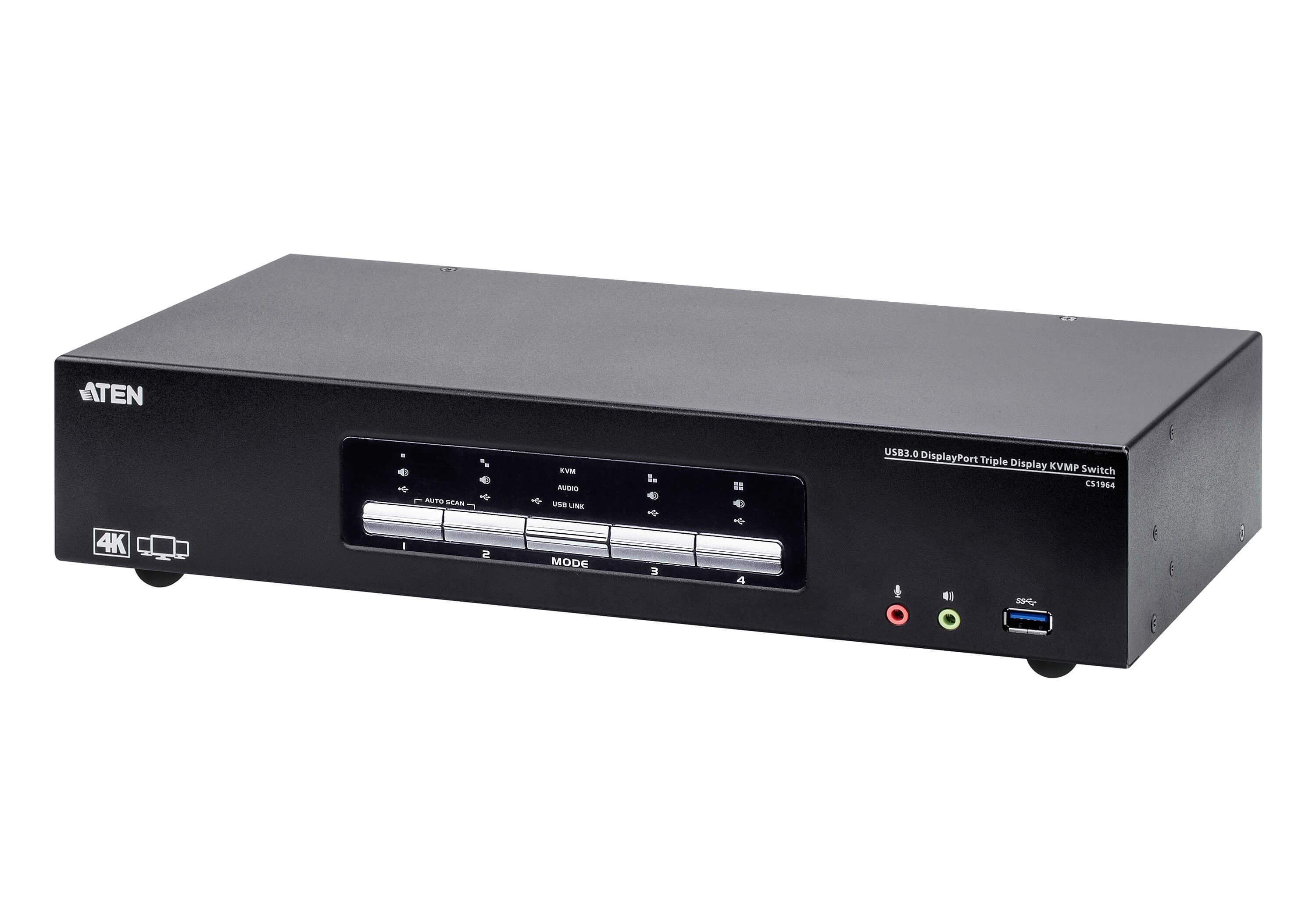 Aten Switch KVMP USB 3.0 4K DisplayPort Triple Display a 4 porte