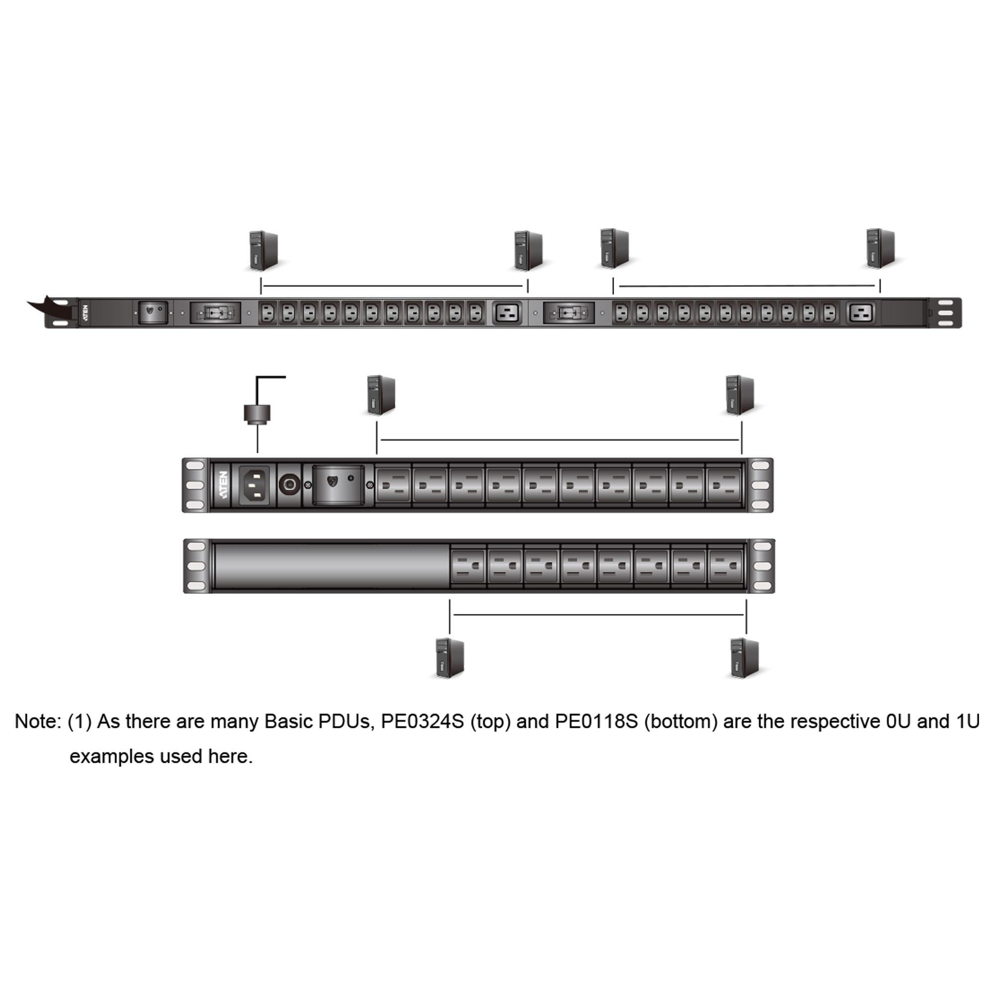 Aten PDU 1U di base con protezione da sovratensione