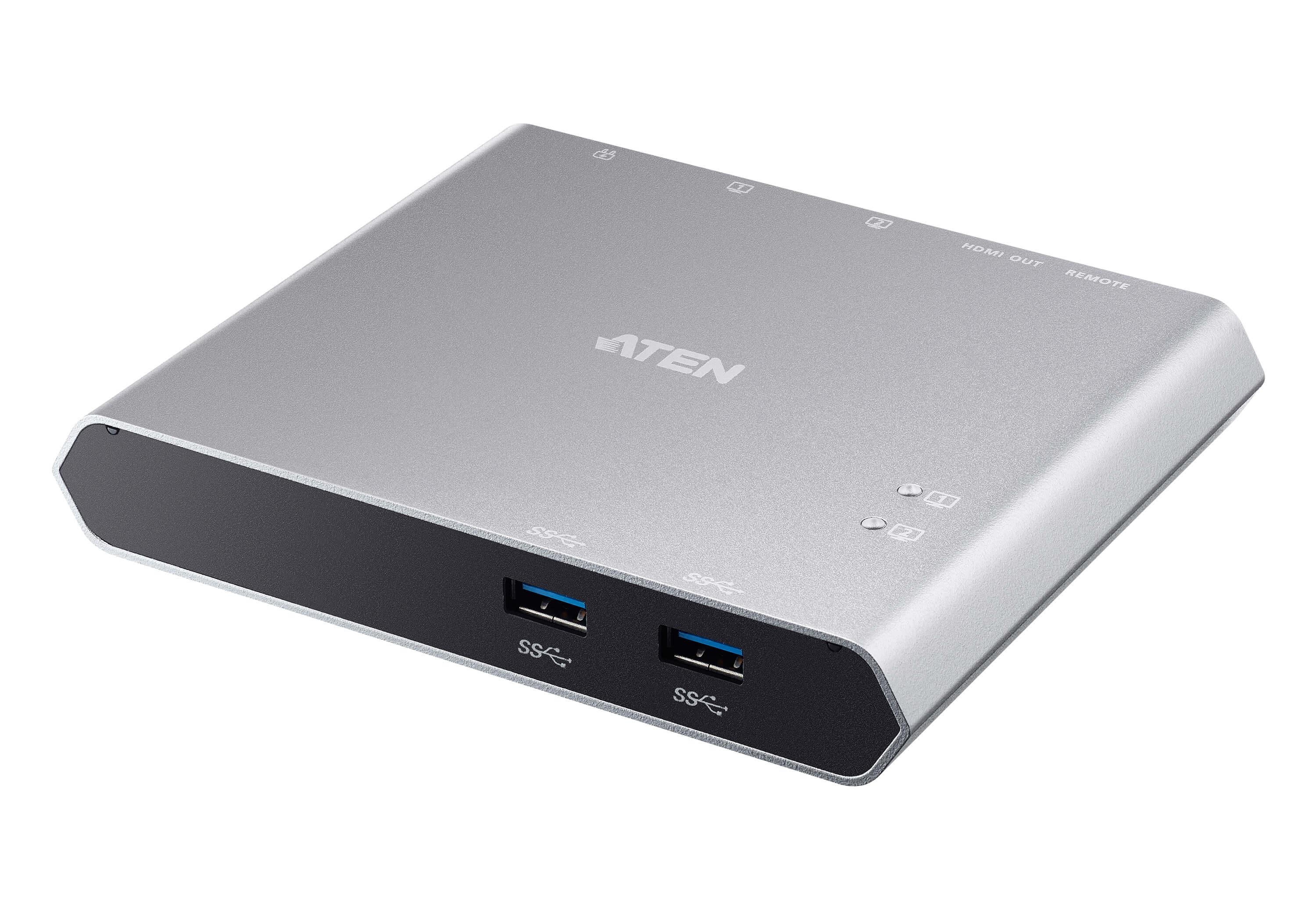 Aten Switch dock USB-C Gen 1 a 2 porte con pass-through dell'alimentazione
