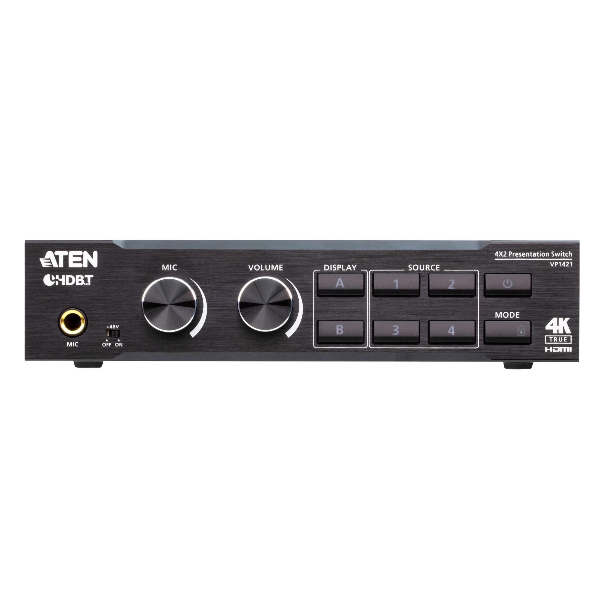 Aten Switch matrix per presentazioni 4 x 2 True 4K con scalatura, DSP, e HDBaseT-Lite