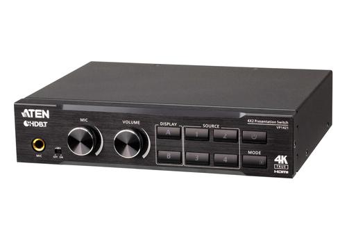 Aten Switch matrix per presentazioni 4 x 2 True 4K con scalatura, DSP, e HDBaseT-Lite