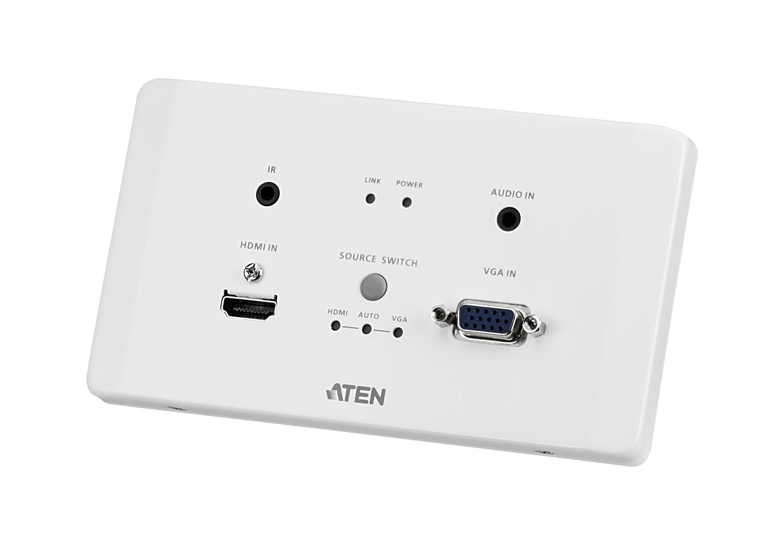 Aten Trasmettitore HDBaseT HDMI e VGA con piastra da parete UE/PoH (4K a 100 m) (HDBaseT Classe A)