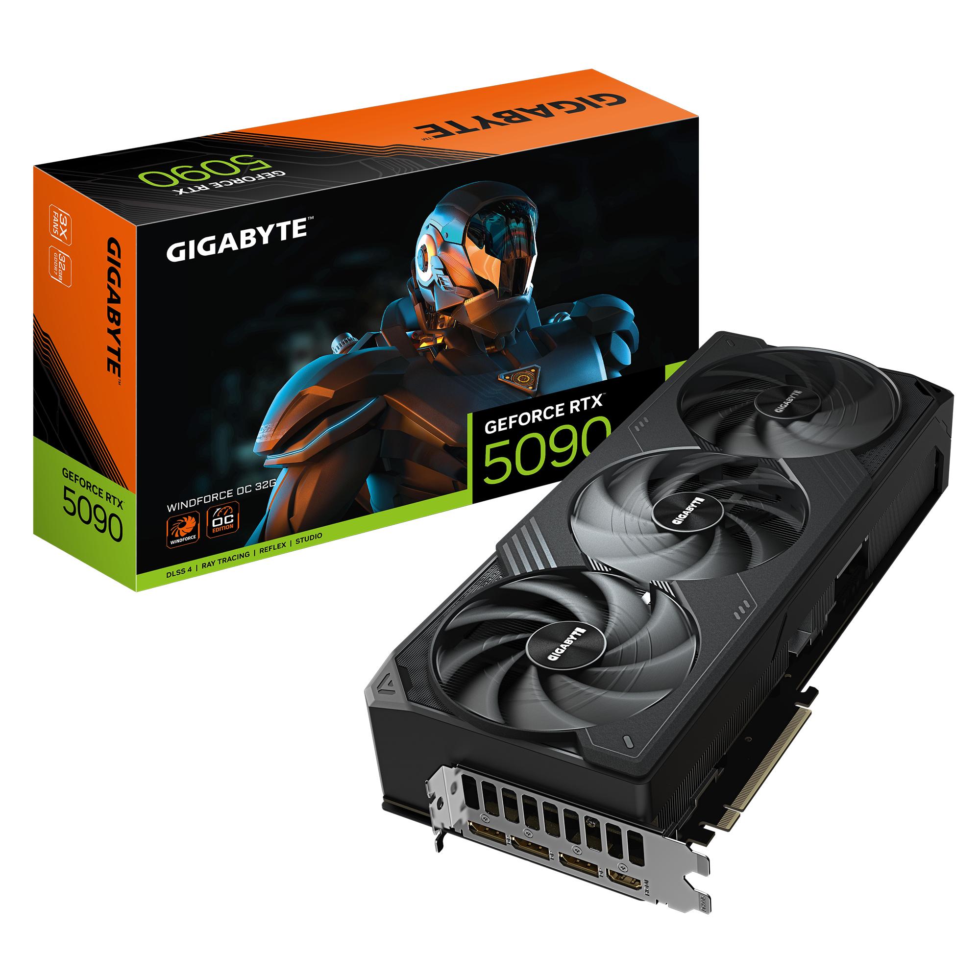 GIGABYTE GeForce RTX 5090 WINDFORCE OC 32G Scheda Grafica - 32 GB GDDR7 512 bit PCI-E 5.0 2467MHz Frequenza Base 3 x DP 2.1a 1