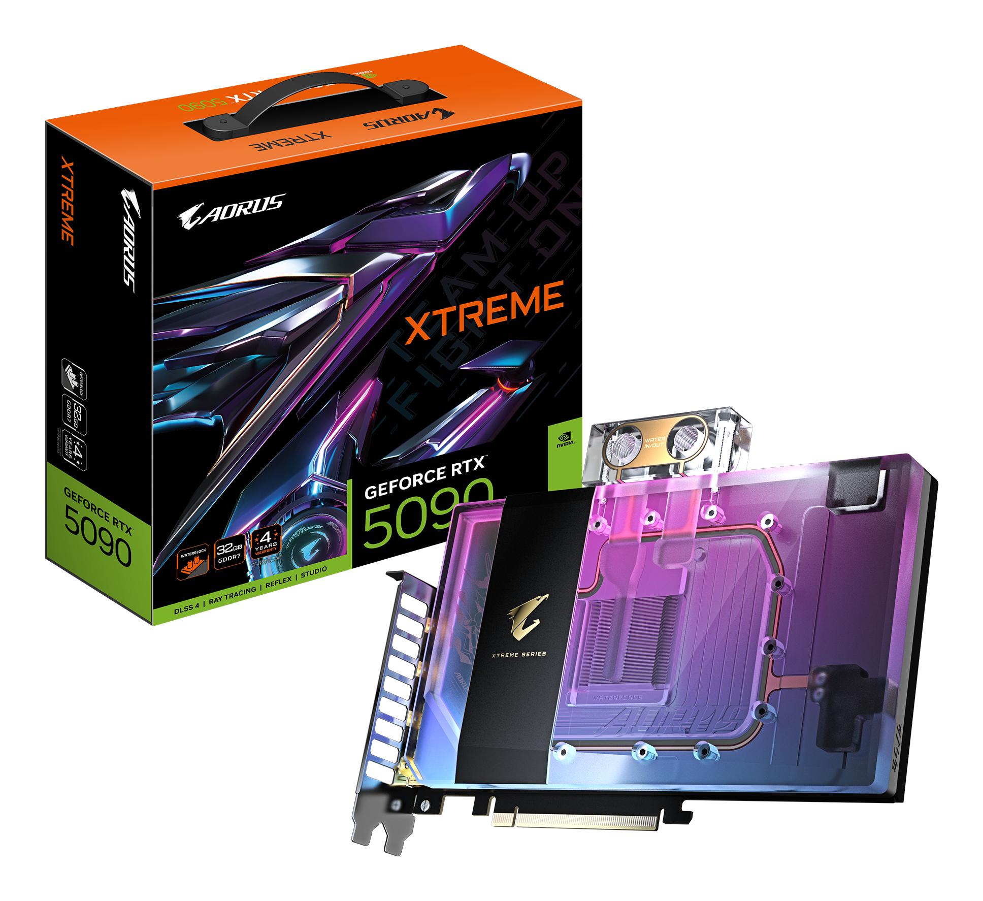GIGABYTE AORUS GeForce RTX 5090 XTREME WATERFORCE WB 32G Scheda Grafica - 32 GB GDDR7 512 bit PCI-E 5.0 2655 MHz Frequenza Base