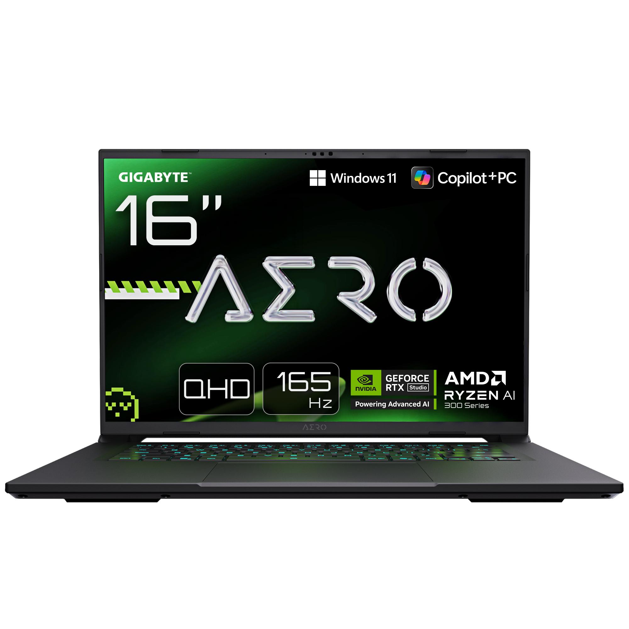 GIGABYTE AERO X16 1VH93UKC94AH laptop Copilot+ PC AMD Ryzen AI 7 350 Computer portatile 40,6 cm (16") WQXGA 16 GB DDR5-SDRAM 1