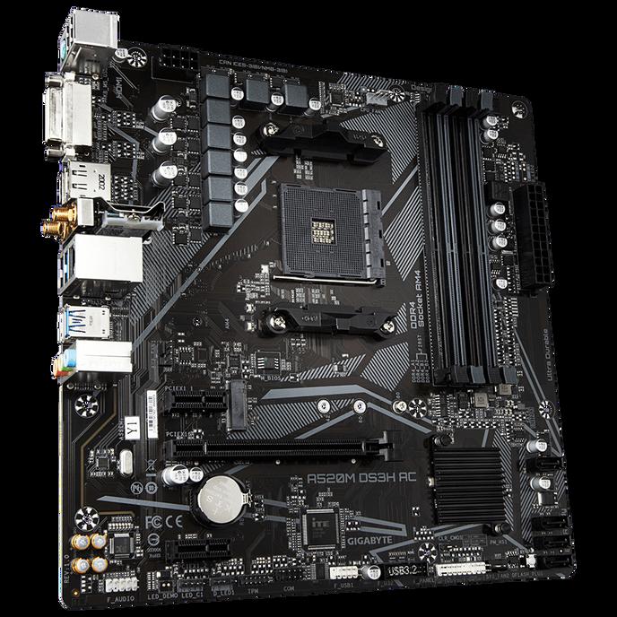 GIGABYTE A520M DS3H AC Scheda Madre - CPU AMD Ryzen Serie 5000 VRM 53 fasi fino a 4733 MHz DDR5 (OC) 1xPCIe 3.0 M.2 LAN GbE WIF