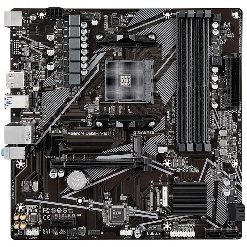 Gigabyte A520M DS3H V2 scheda madre Socket AM4 micro ATX (Gigabyte A520M DS3H V2 Ultra Durable AMD AM4 Socket Motherboard, Micr