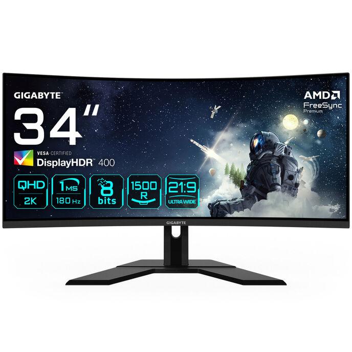 GIGABYTE G34WQCP Monitor Gaming Curvo UWQHD 34" - 3440 x 1440 1500R 180Hz 1ms 350 cd/m AMD FreeSync Premium DisplayHDR 400 HDMI