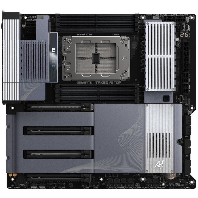 GIGABYTE TRX50 AI TOP - Supporta CPU AMD Ryzen PRO 7000, VRM Digitale a 16+8+4 Fasi, fino a 5200MHz DDR5 (OC), 4xPCIe 5.0 + 4xP